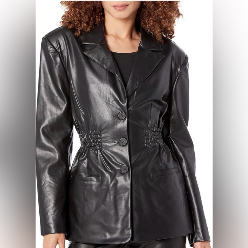 Steve Madden Faux Leather Frida Blazer